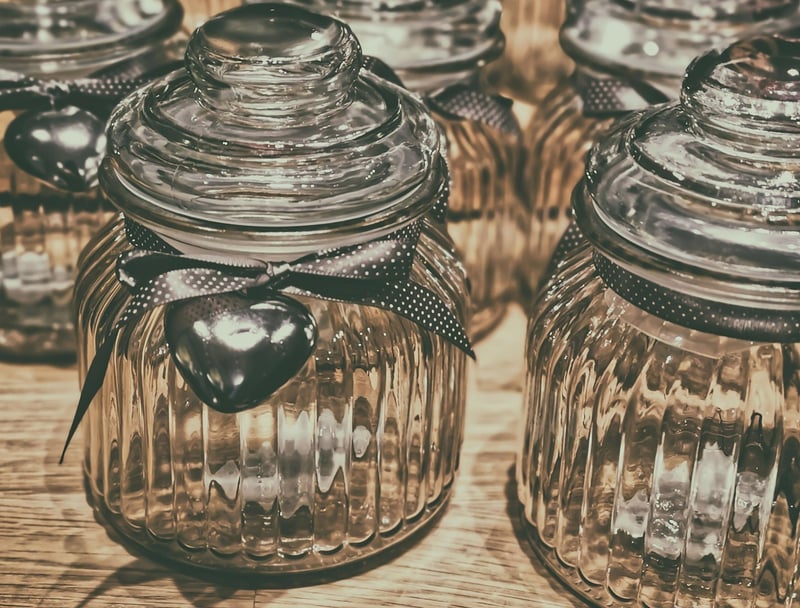 Repurposed glass jars for storage