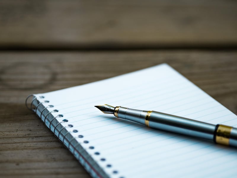 Recycled paper notebook and pen